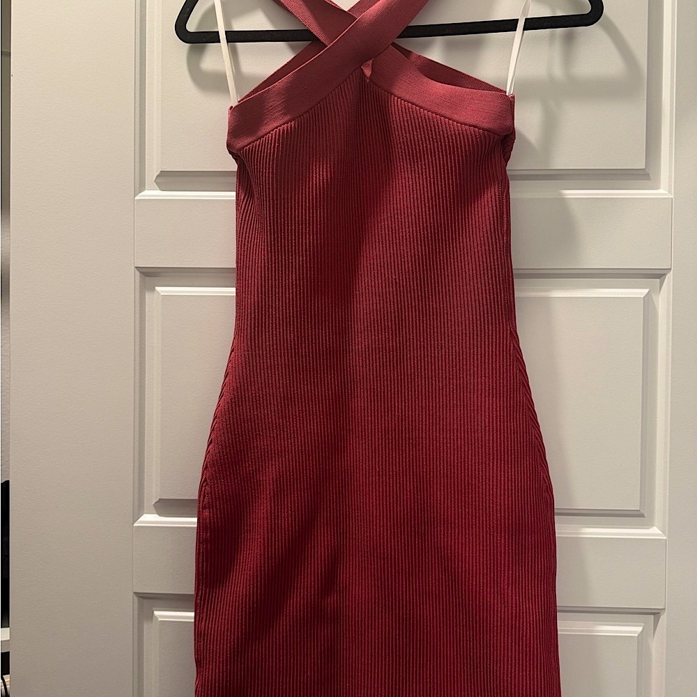 Babaton Strapless Muave Dress